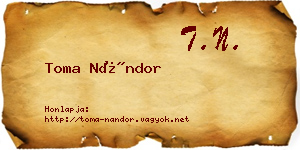 Toma Nándor névjegykártya